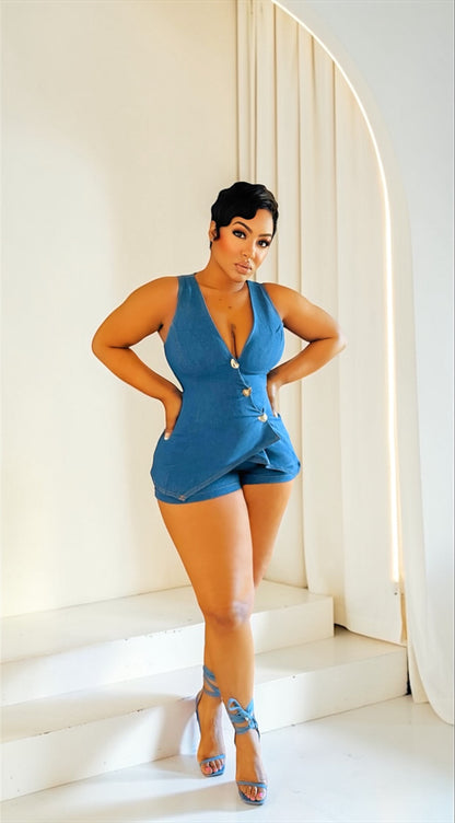 So Rare Denim Romper