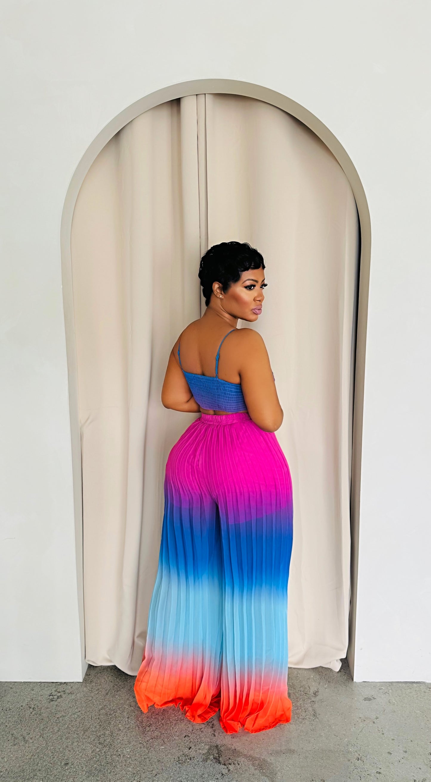 Color Fusion Pleated Pant Set