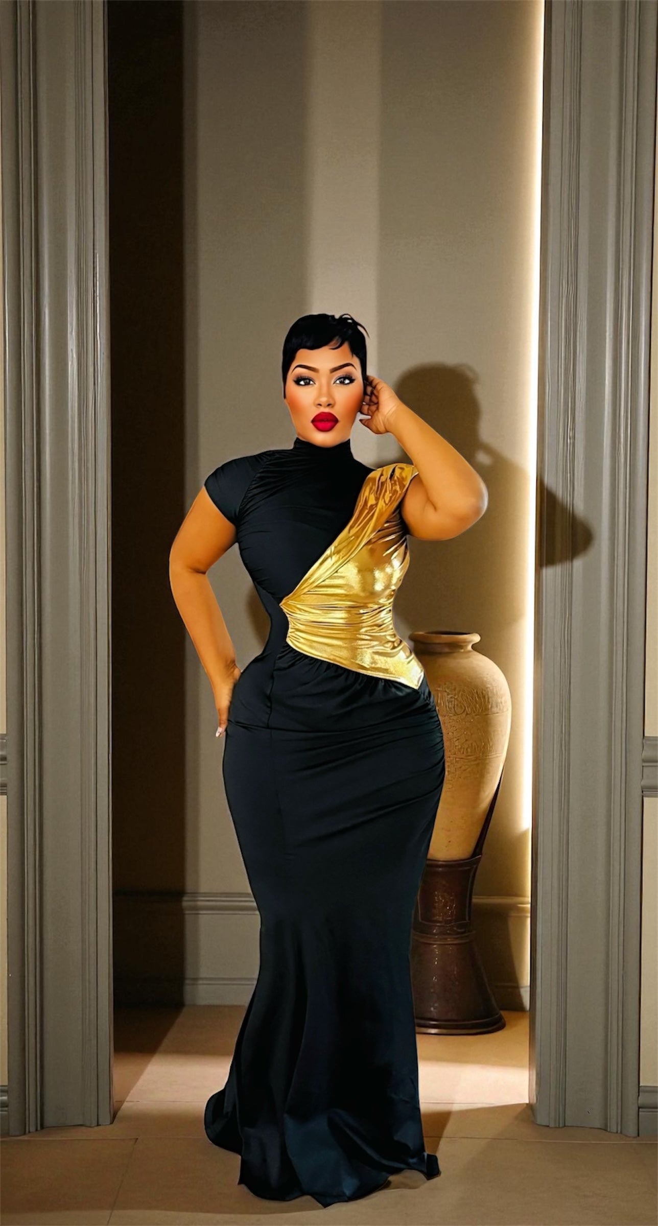 Touch Of Gold Maxi Dress