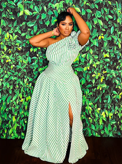 Stripes & Roses Maxi Dress