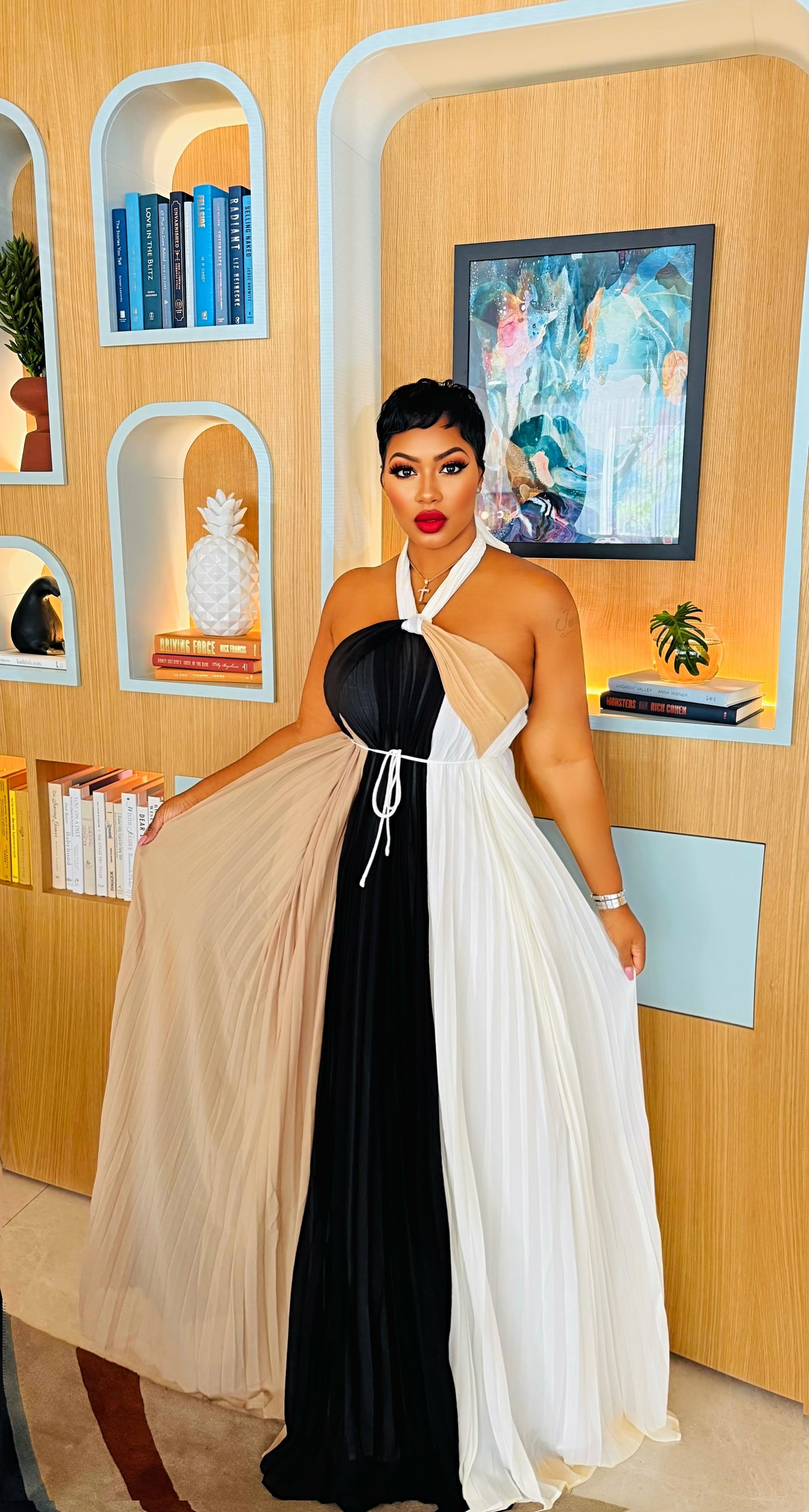 Pleated Supreme Maxi Dress