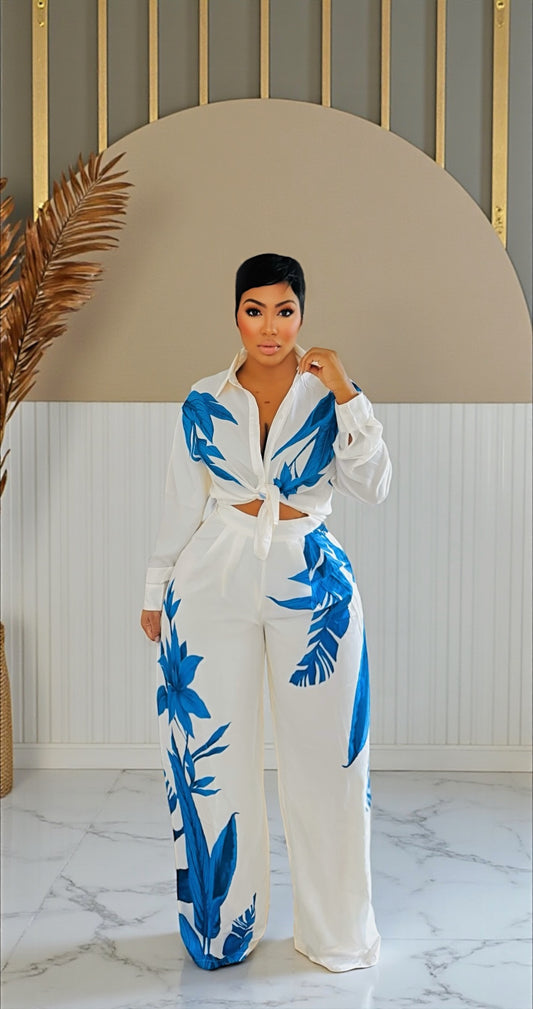 Indigo Palm Pant Set