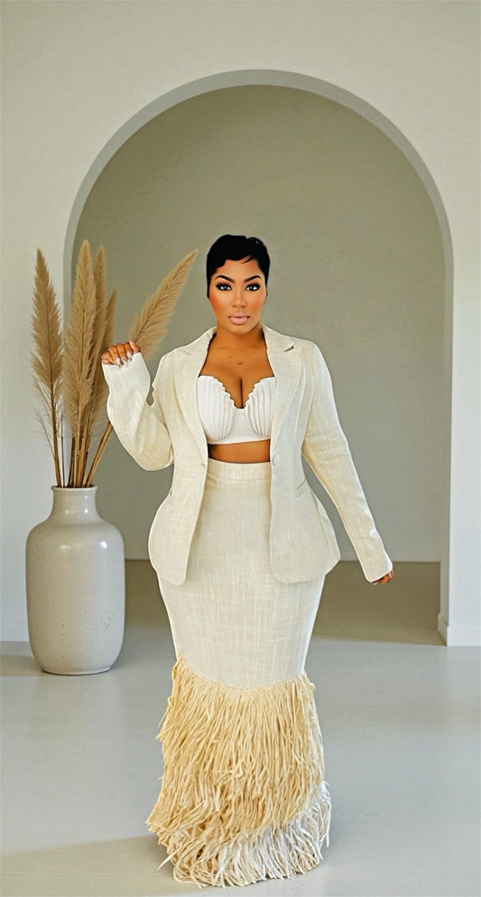 Linen Shredding Skirt Set