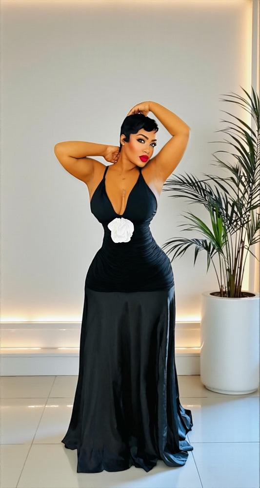 Silk Ruched Maxi Dress