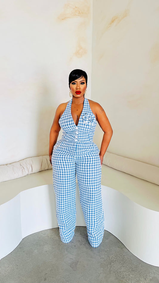 Blu Houndstooth Pant Set