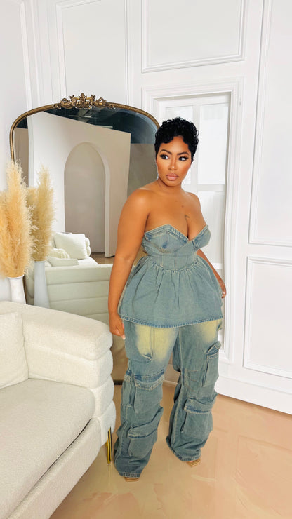 Utility Denim Pant Set