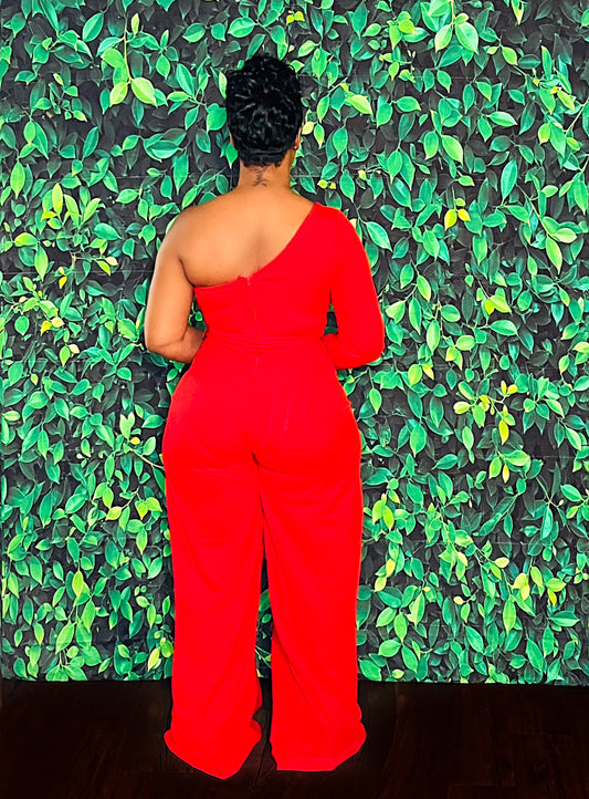 Blazing Red Feather Jumpsuit