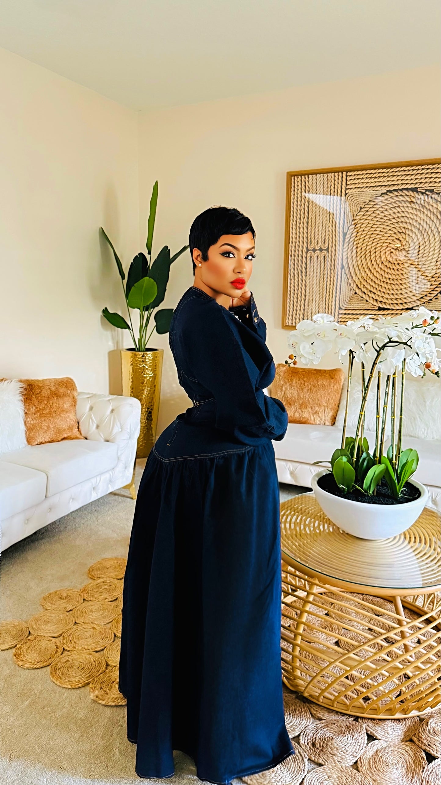 Grand Rising Denim Skirt Set