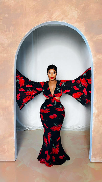 Cherries & Roses Maxi Dress