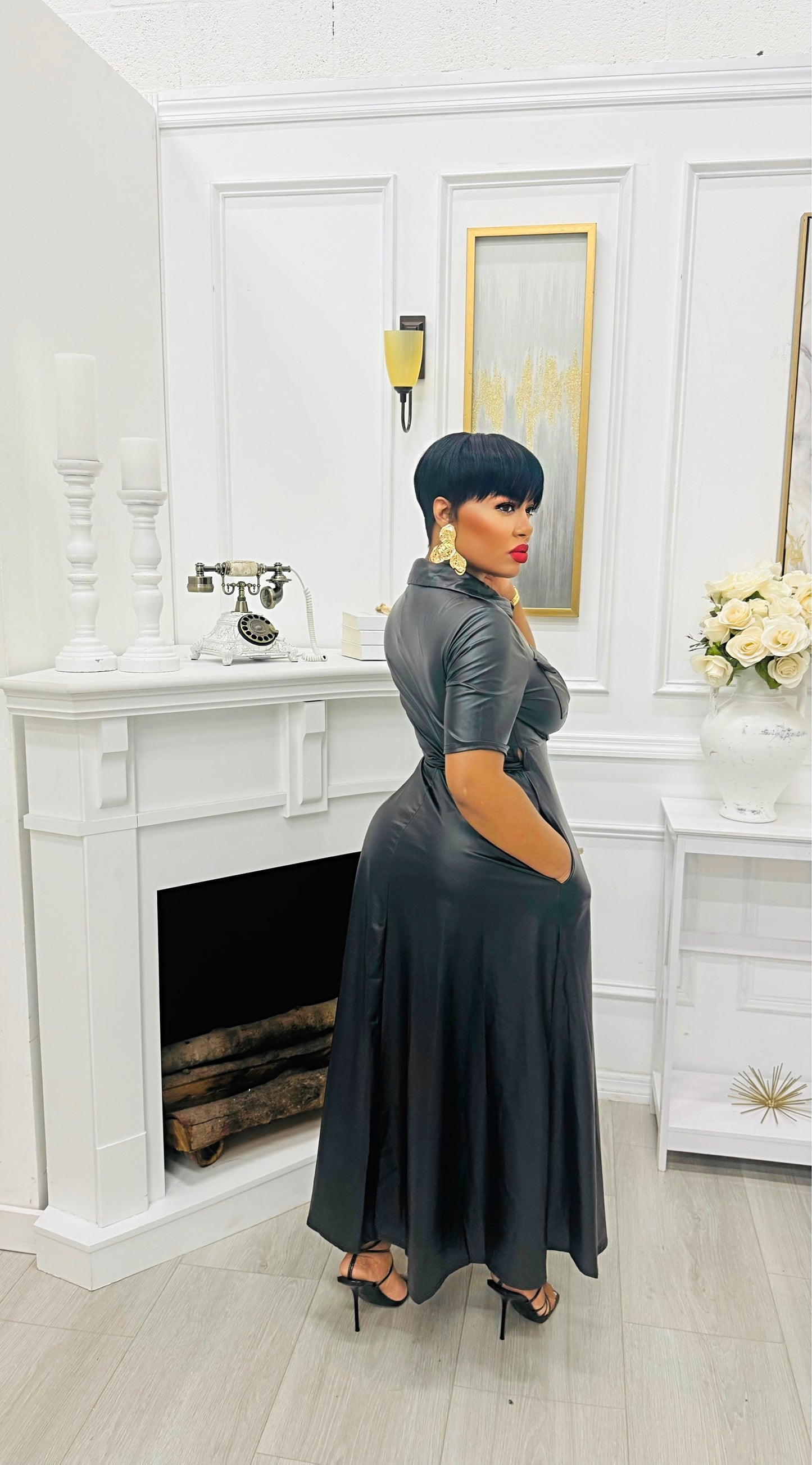 Lorraine Leather Wrap Dress