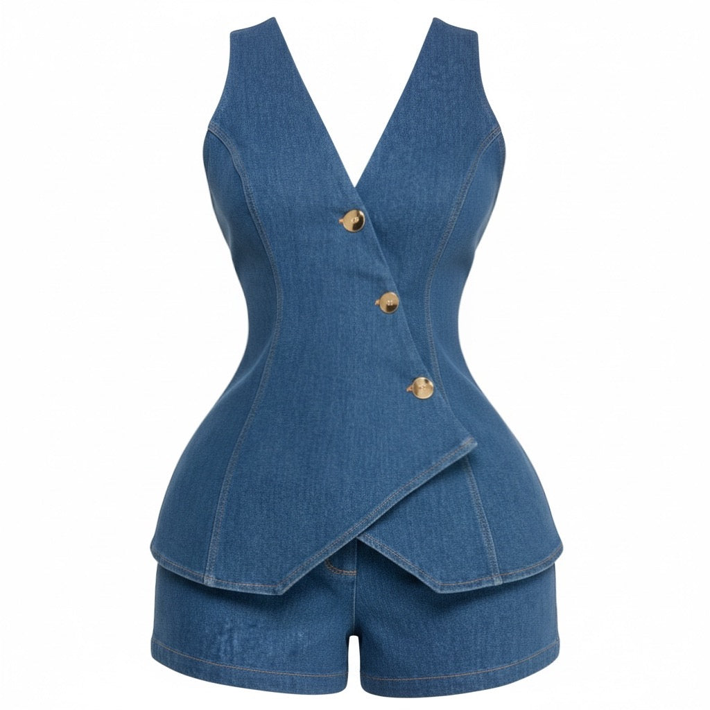 So Rare Denim Romper