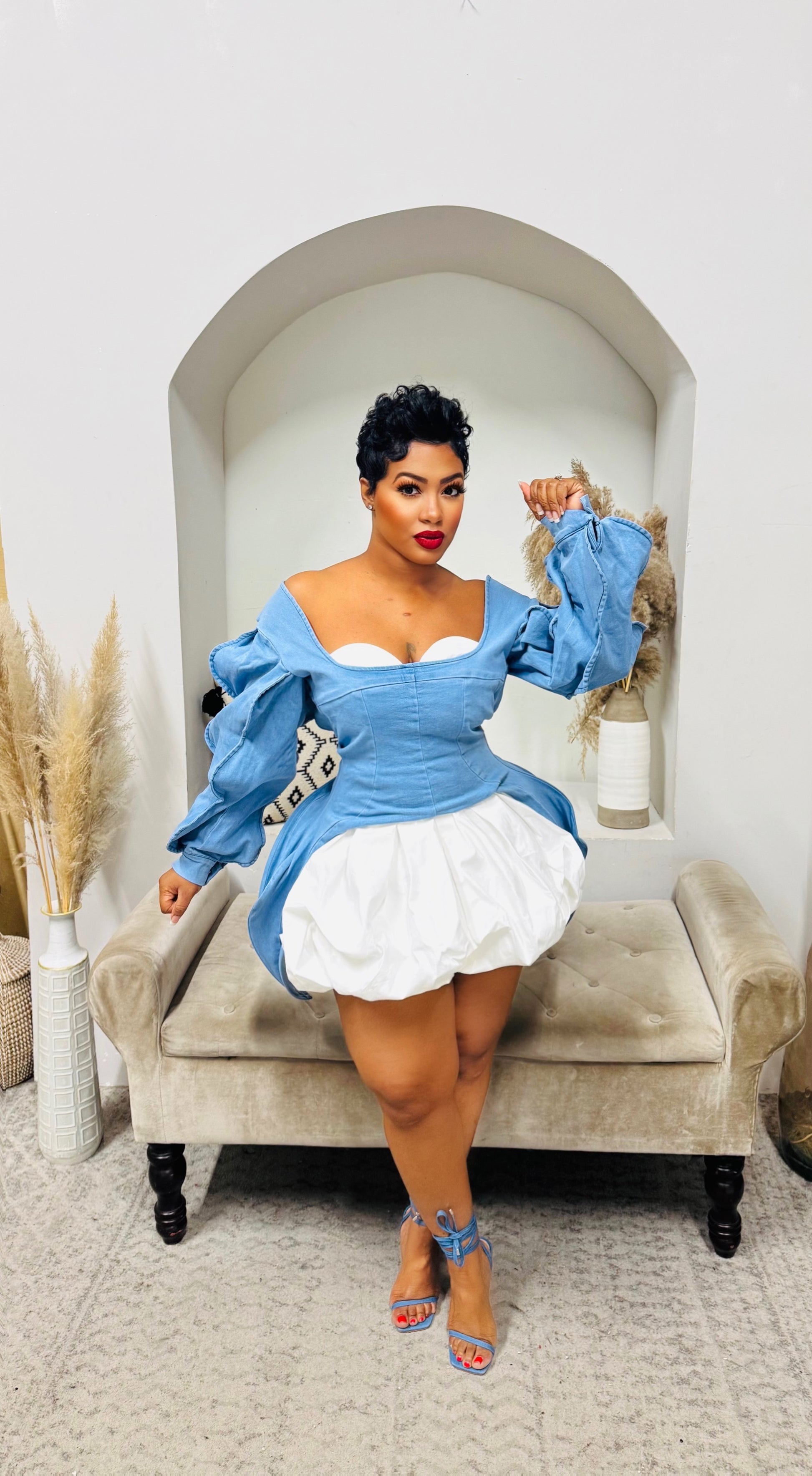 Denim Empire Puff Dress – FashionFreakssss