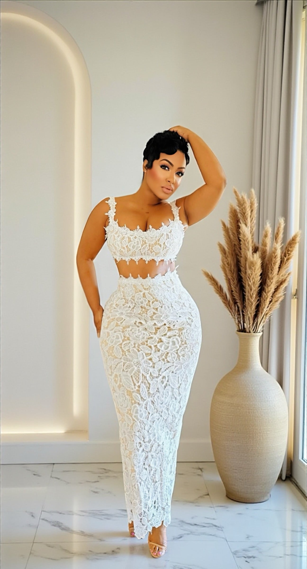 Chenille Lace Skirt Set