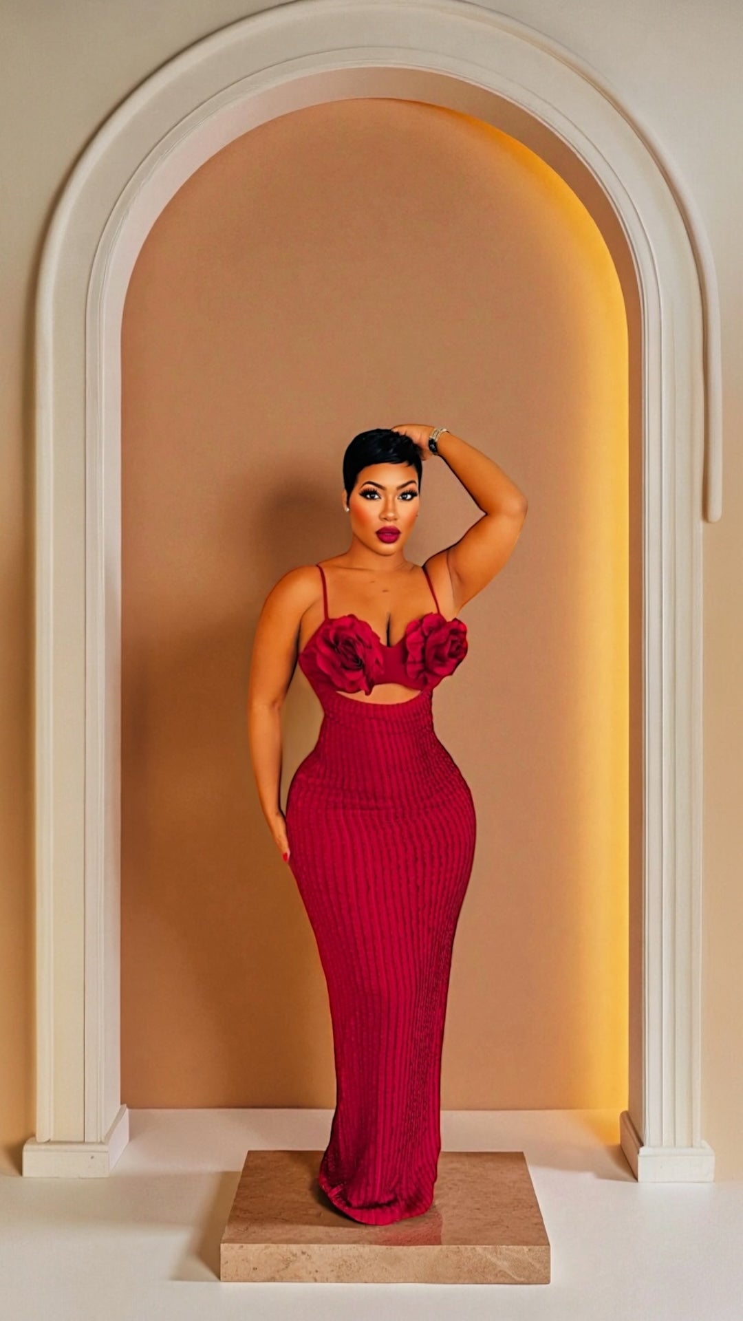 Maroon Flower Bloom Dress