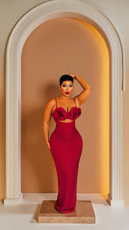 Maroon Flower Bloom Dress