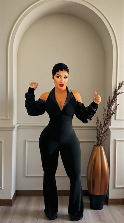 Satin Tux Jumpsuit
