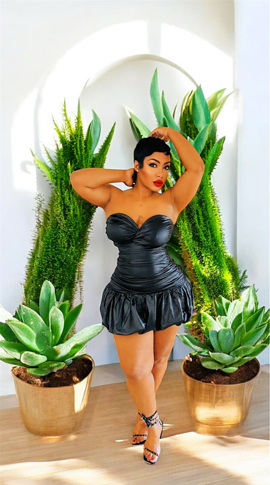 Beyond Ruched Leather Dress