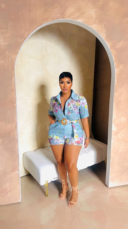 Bleu Garden Short Set