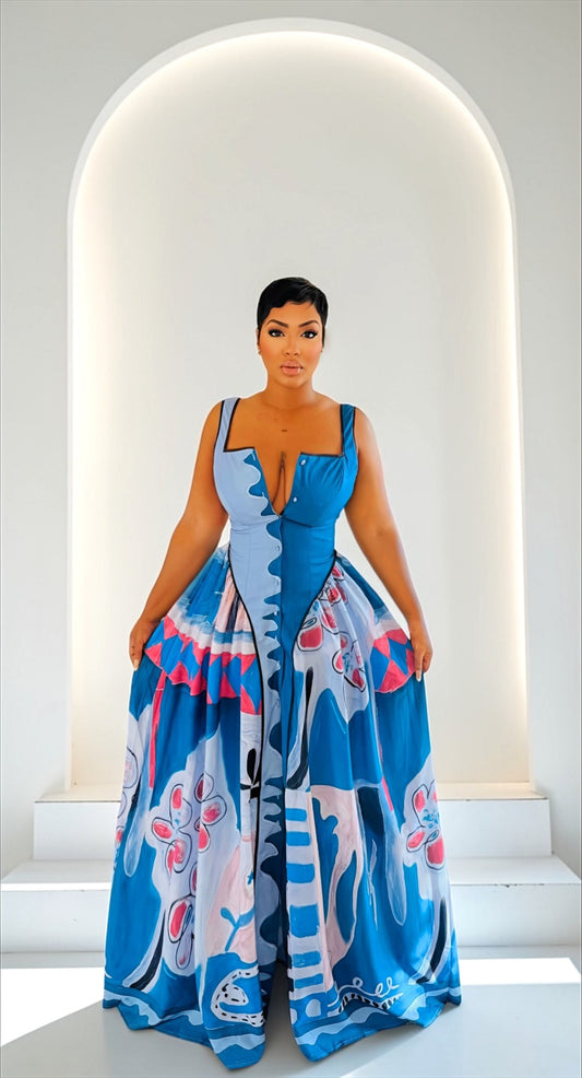 Blue Corruption Midi Dress