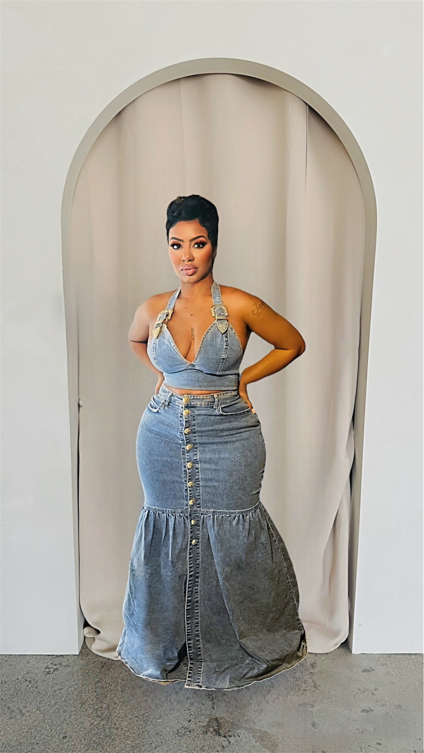 Mesmerized Denim Skirt Set FashionFreakssss Mesmerized Denim Skirt Set FashionFreakssss