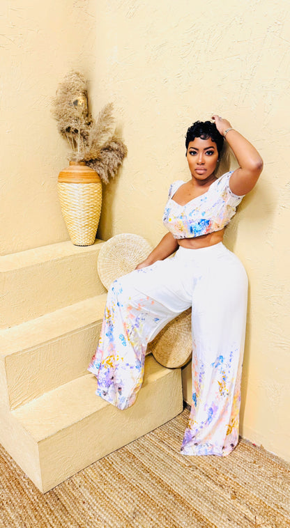 Satin Bloom Pant Set