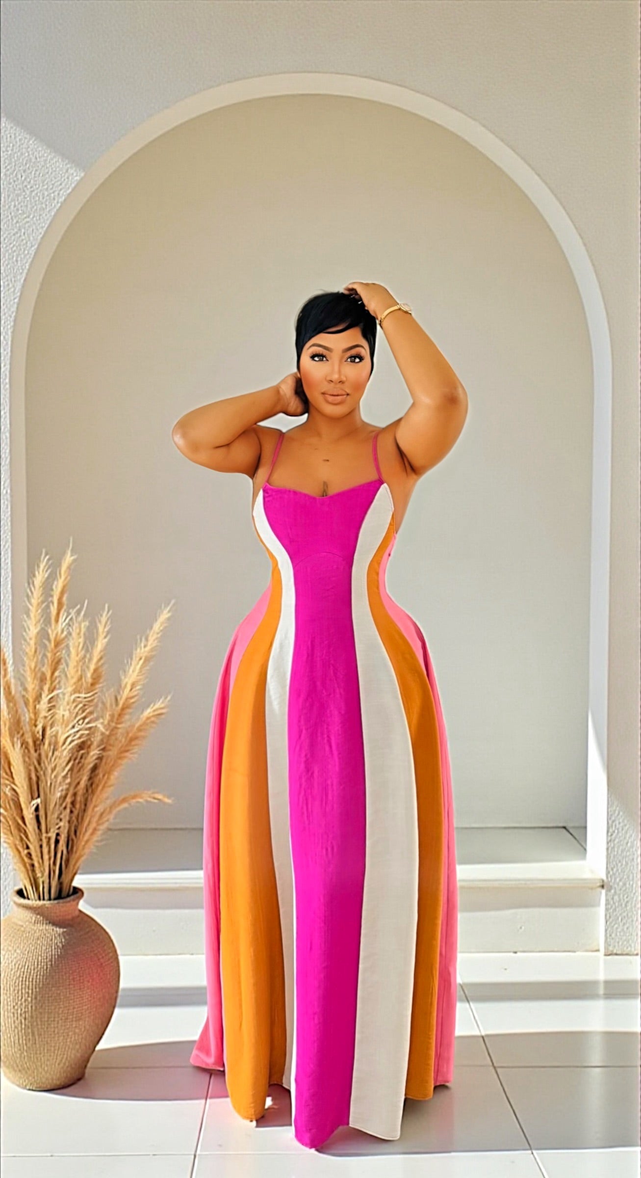 Sandy Colorblock Midi Dress