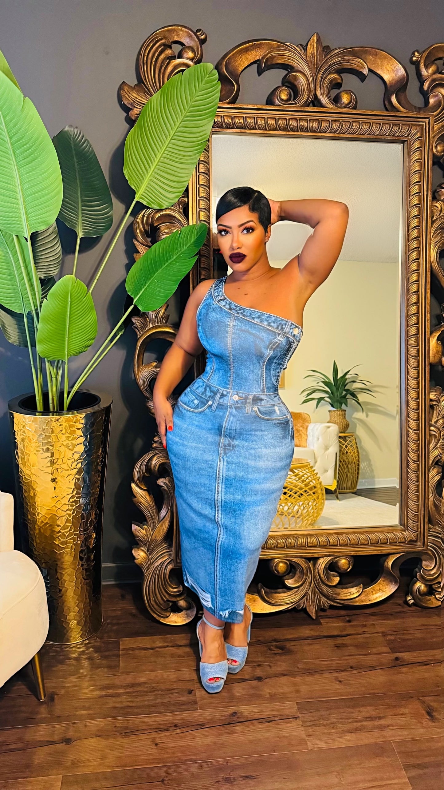 Denim Mirage Midi Dress