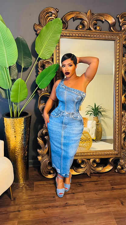 Denim Mirage Midi Dress