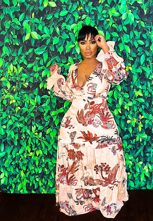 Luna Palm Maxi Dress