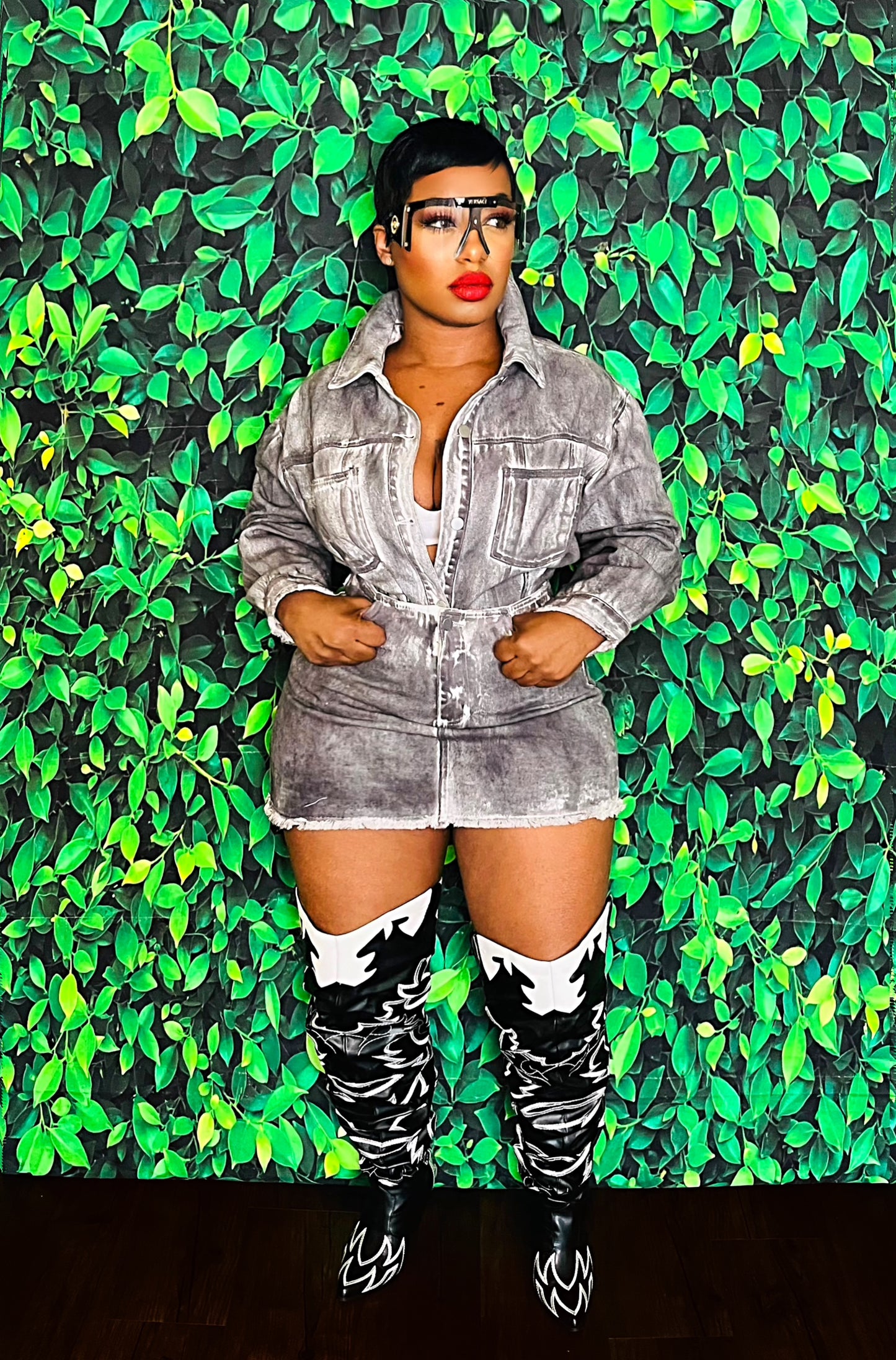 So Faded Denim Jacket Set