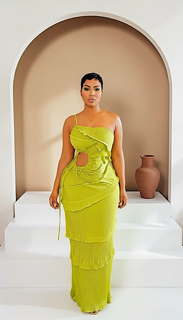 Cabbage Pleated Maxi Dress