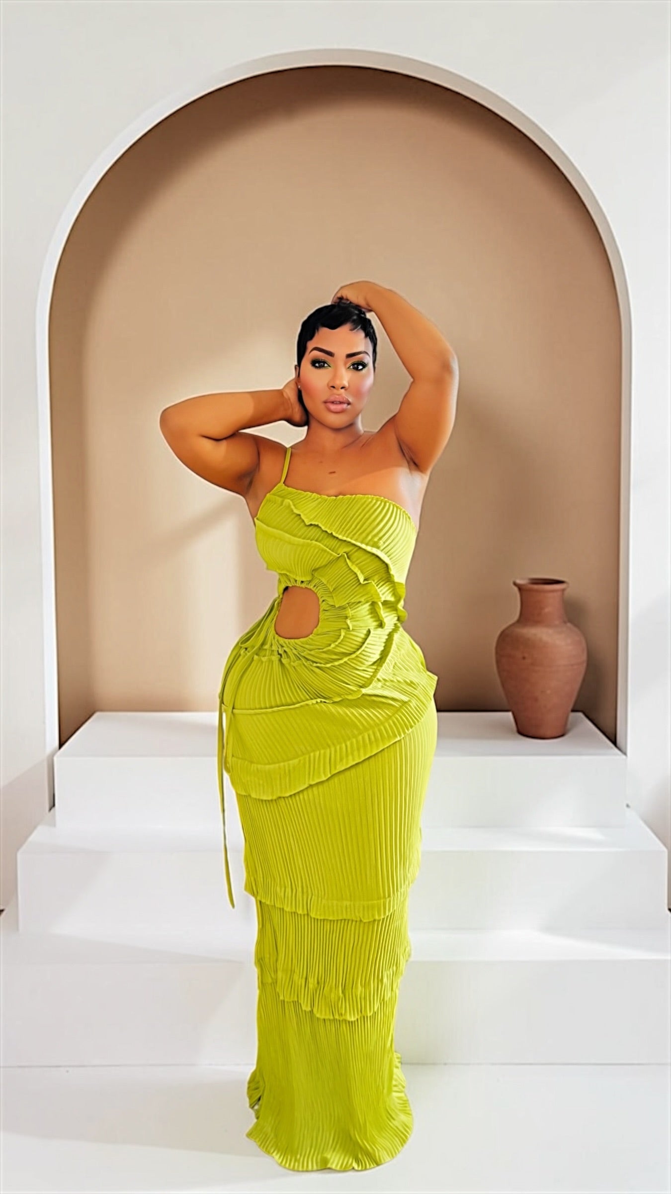 Cabbage Pleated Maxi Dress