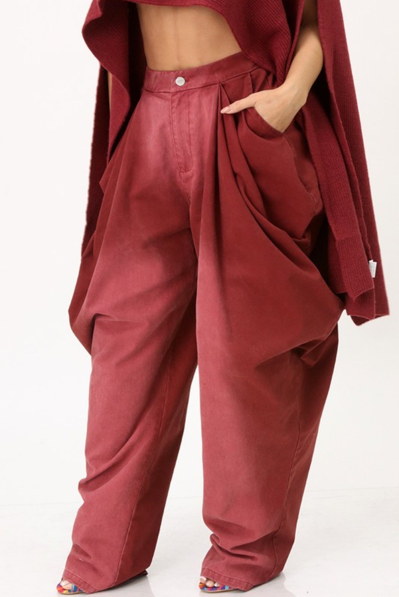 Faded Drape Denim Pant
