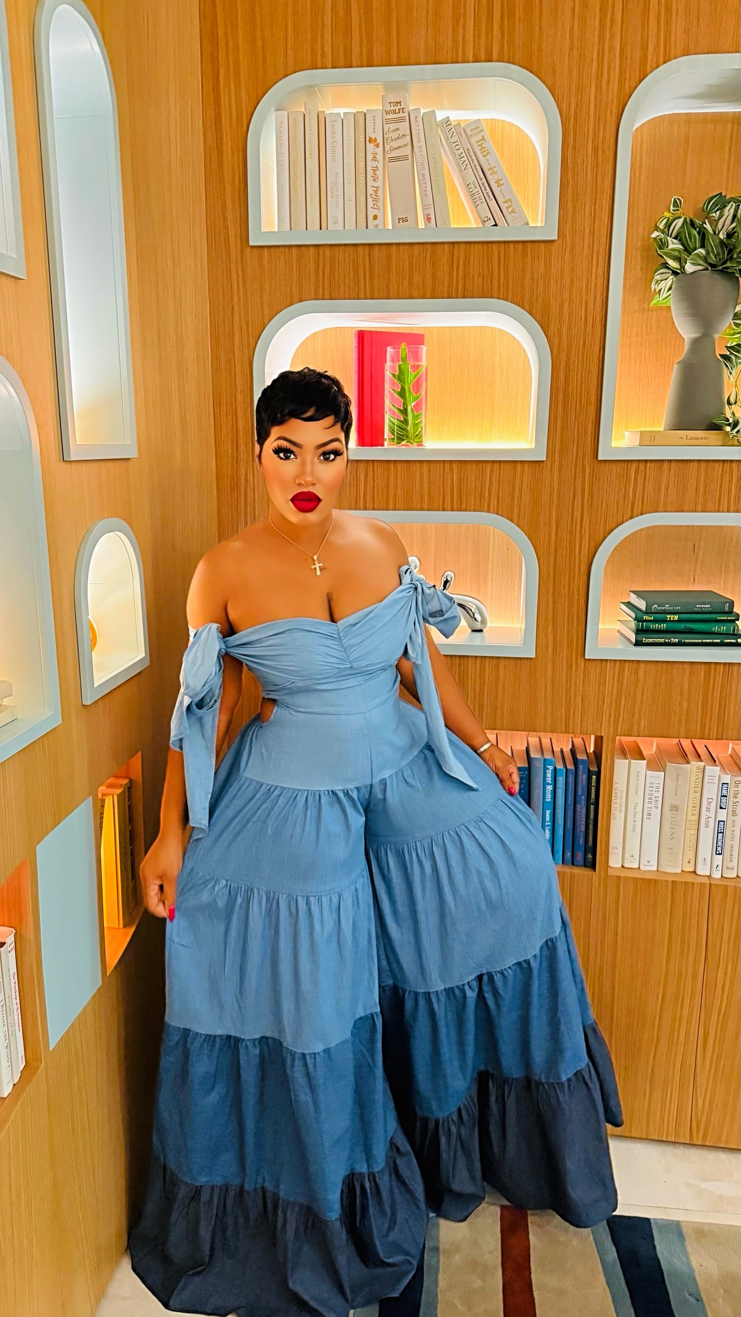 Denim Tricolor Boho Jumpsuit