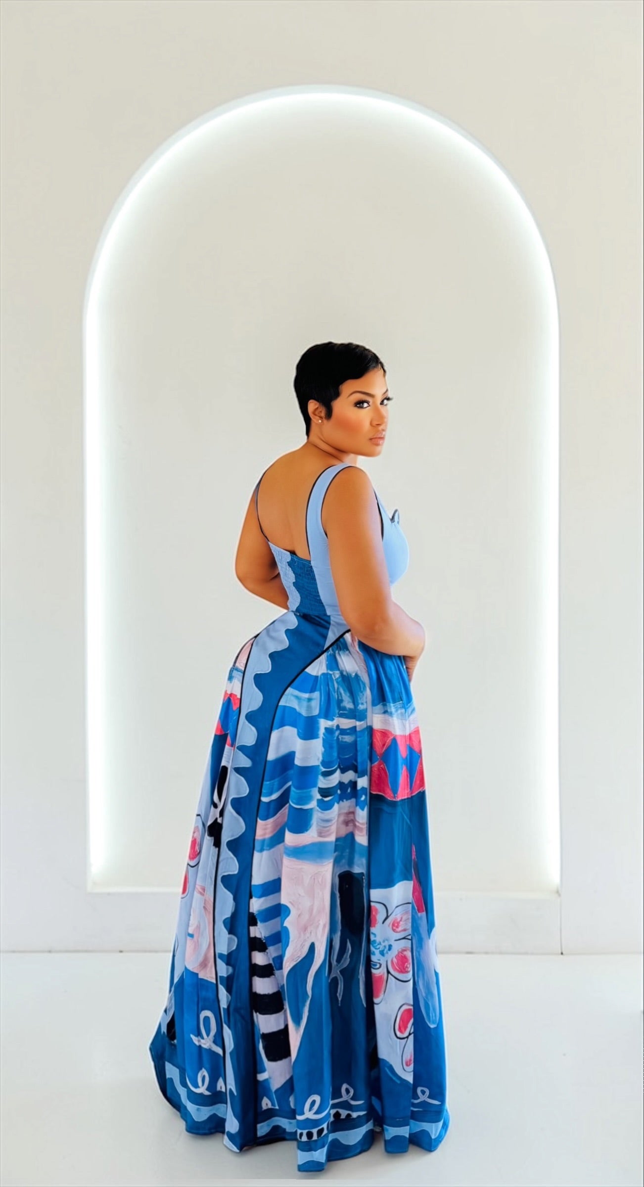 Blue Corruption Midi Dress