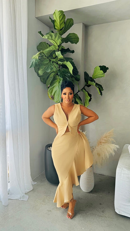 For The Thrill Khaki Skirt Set