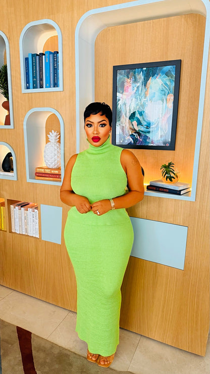 Key Lime Sweater Skirt Set