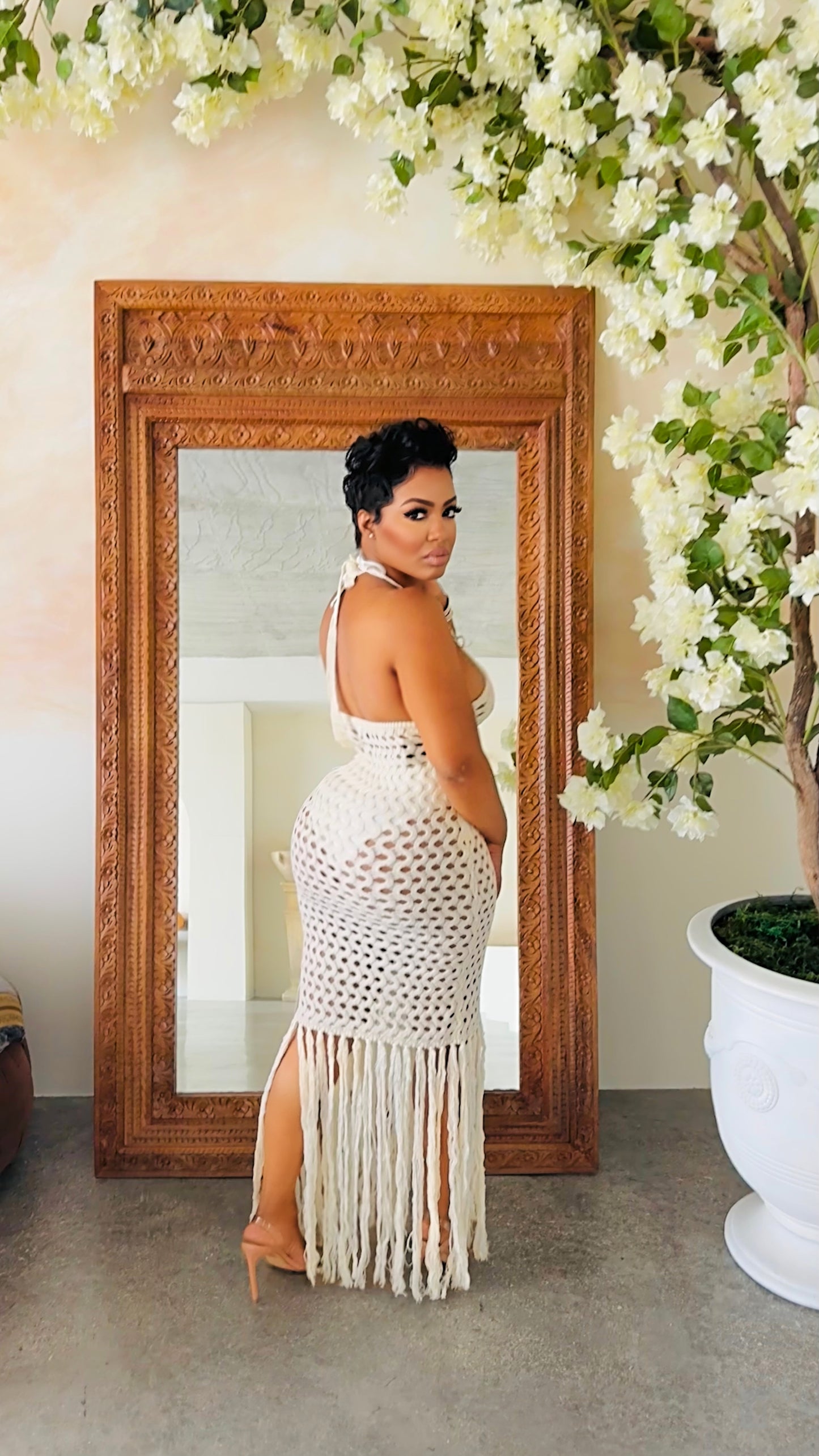 Amber Sand Crochet Dress