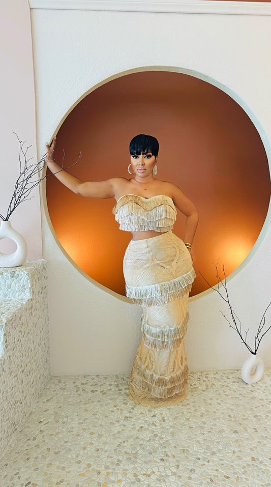 Get Loose Fringe Skirt Set