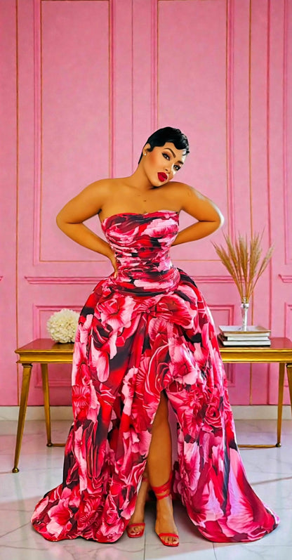 Crimson Bloom Maxi Dress