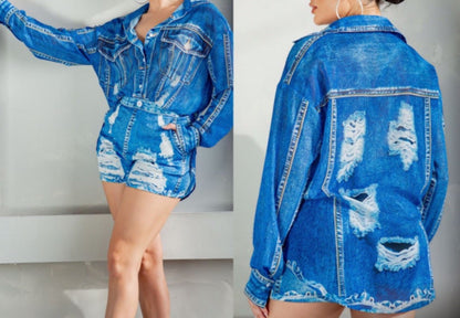 Denim Illusion Short Set