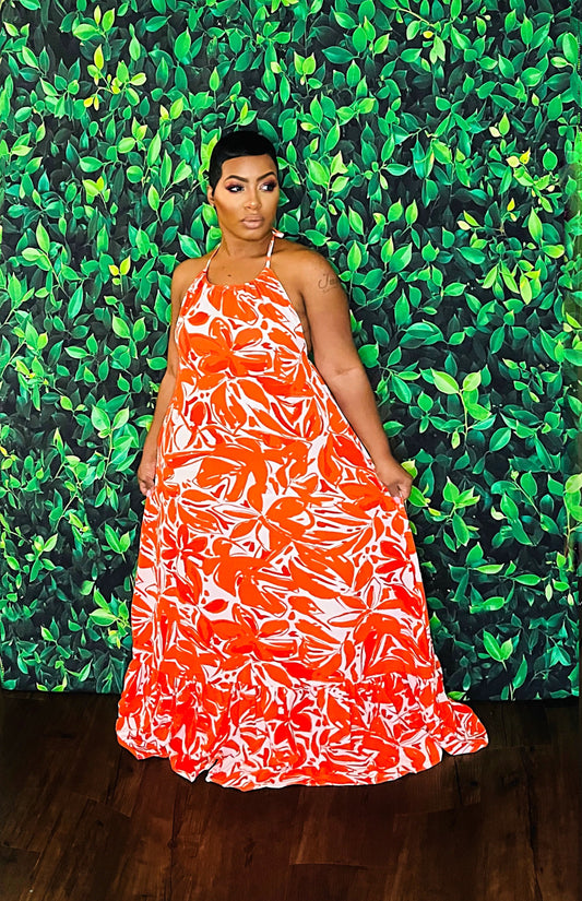 Tangerine Allure Maxi Dress