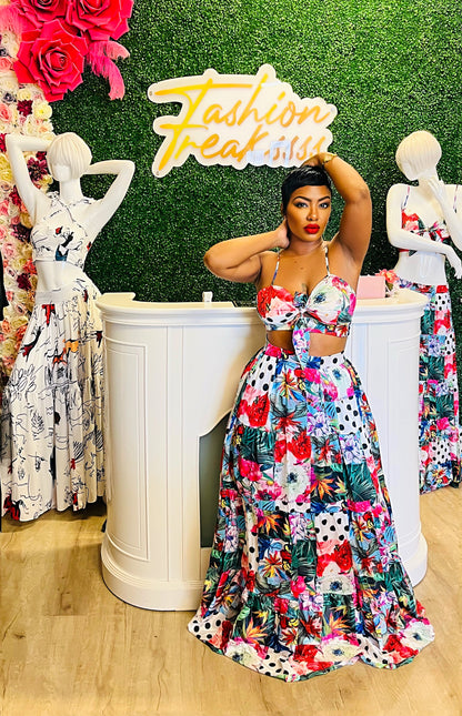 Serenity Patched Skirt Set