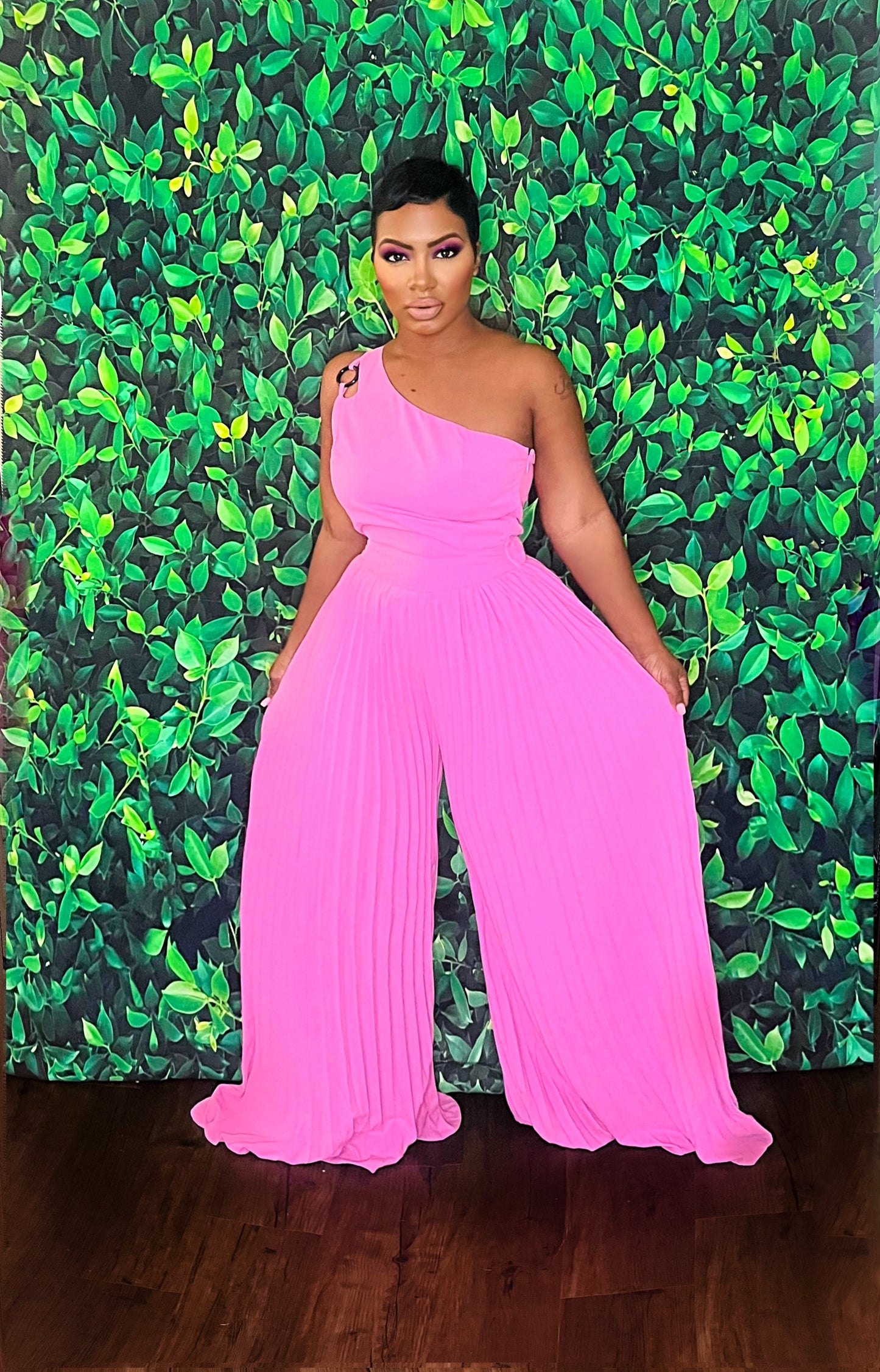 Pleated In Color Jumpsuit