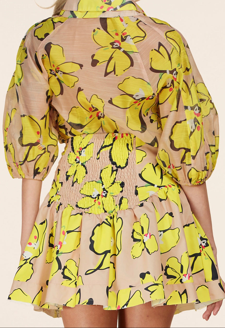 Yellow Flora Skirt Set