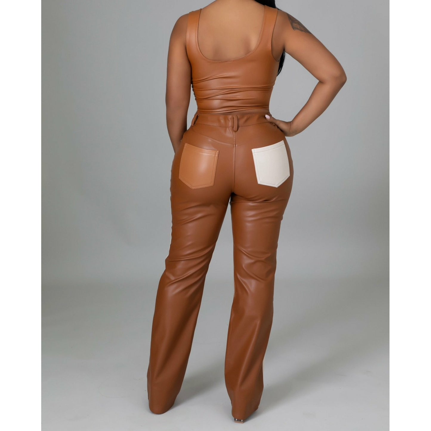 Brownie Colorblock Leather Pants
