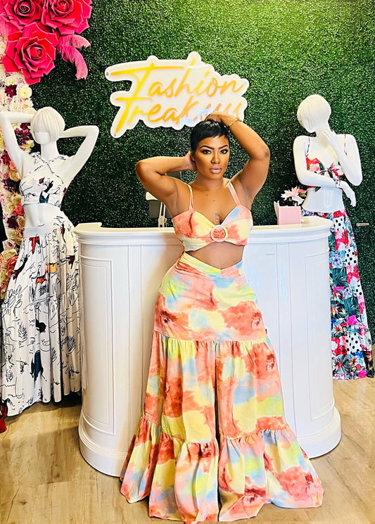 Peach Dye Skirt Set
