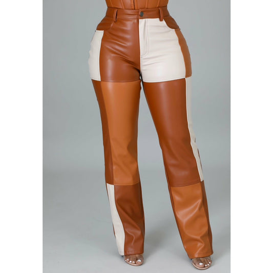 Brownie Colorblock Leather Pants