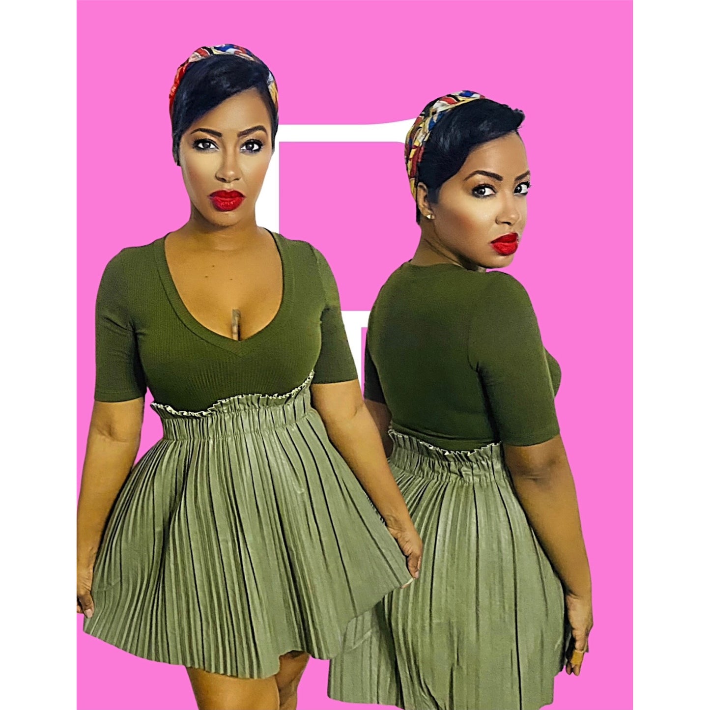 Olive Ridged Bodysuit