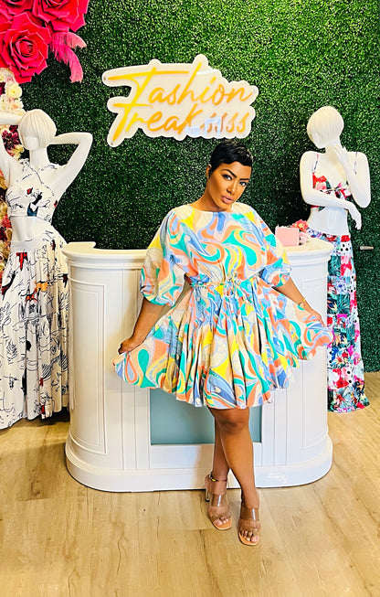 Sherbet Swirl Skater Dress
